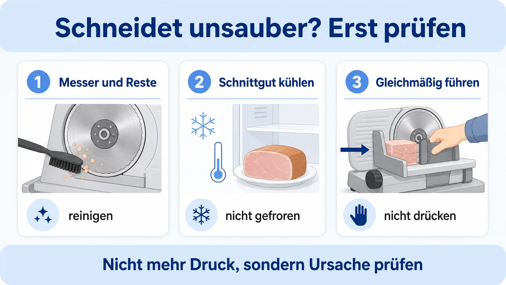 Infografik: Ursachen für unsauberes Schneiden prüfen