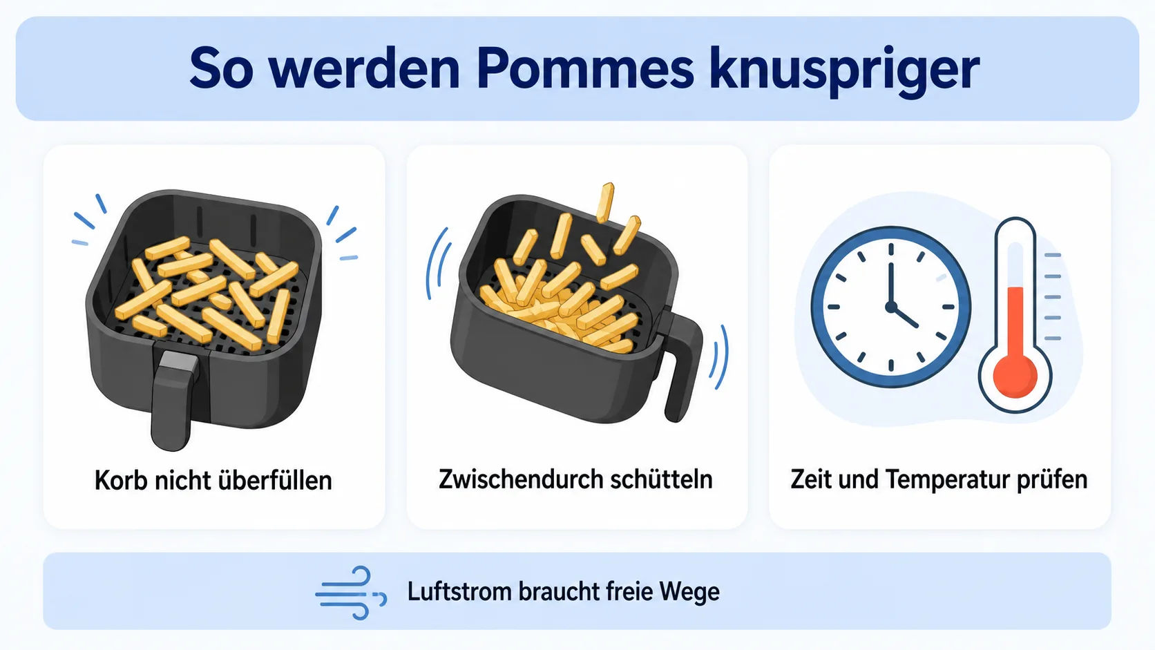 Infografik für knusprigere Pommes im Airfryer