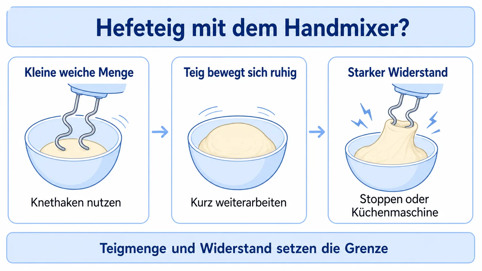 Infografik: Entscheidungshilfe für Handmixer bei Hefeteig und schweren Teigen