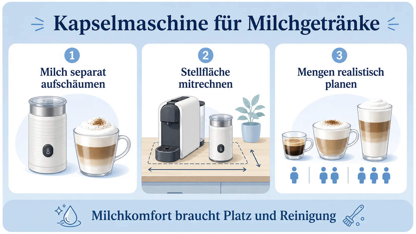 Infografik: Milchgetränke mit Kapselmaschine planen