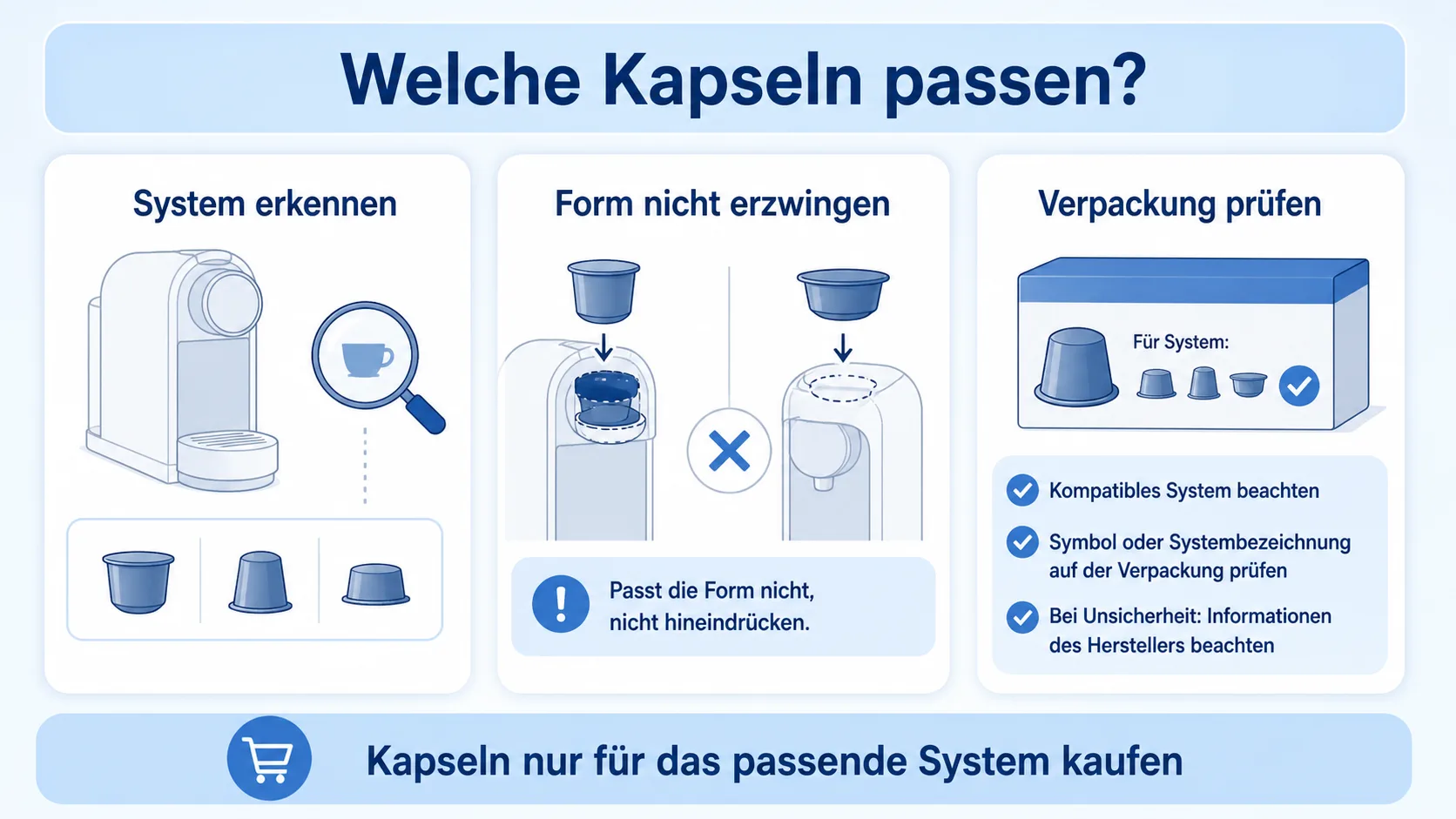 Infografik: Kapselsystem vor dem Kauf prüfen