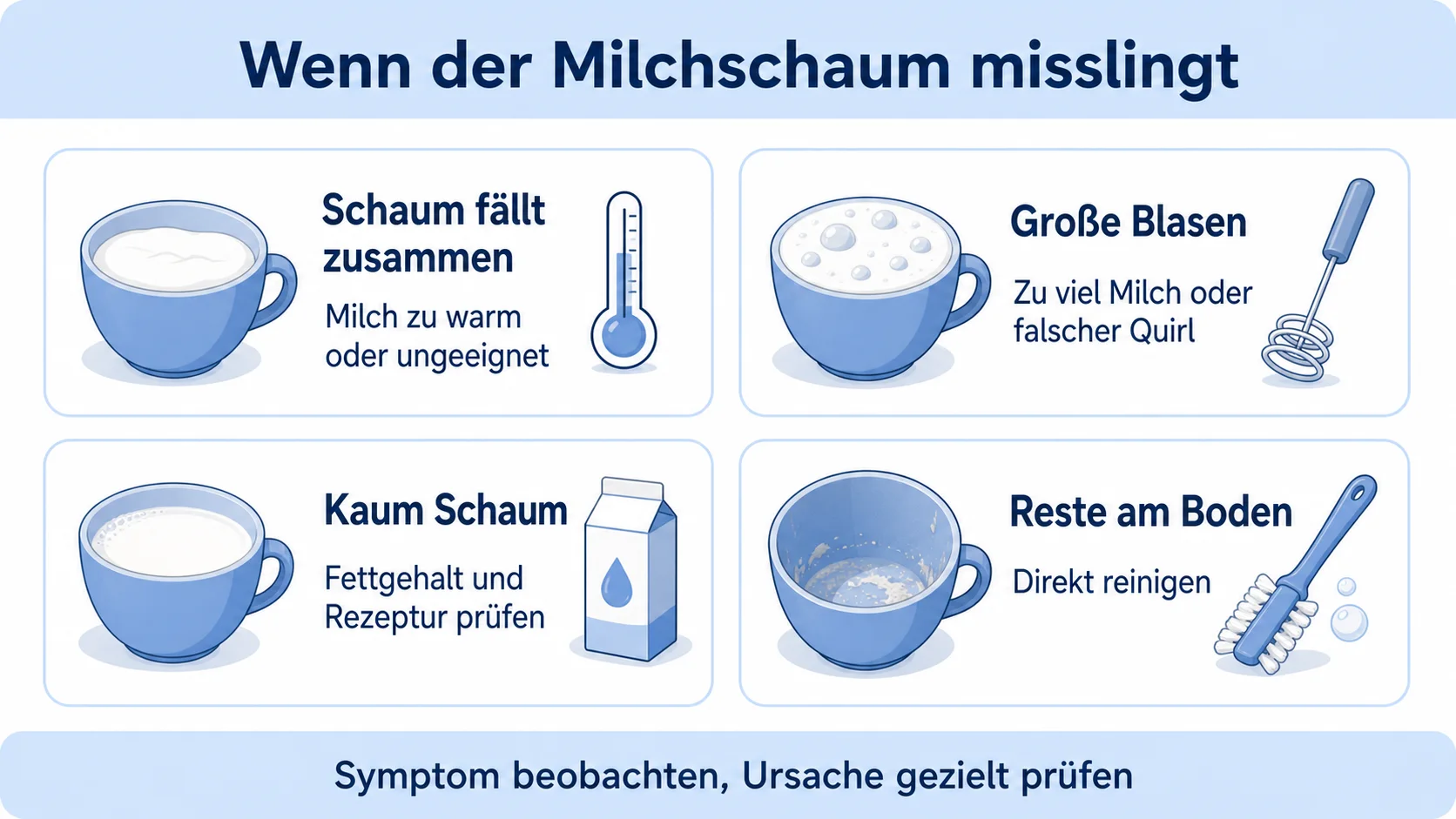 Infografik: Ursachen bei misslingendem Milchschaum