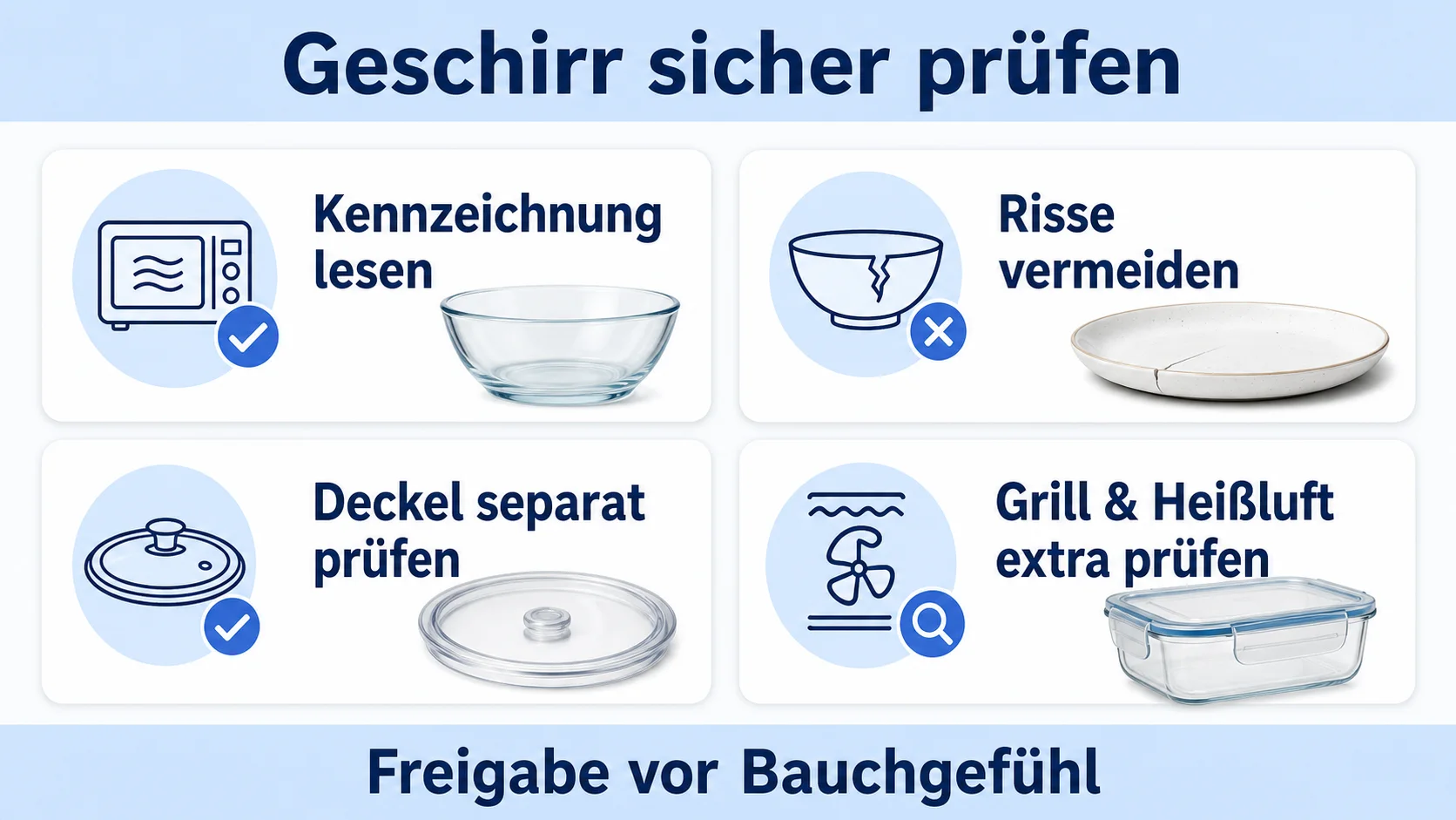 Infografik: Geschirr für die Mikrowelle sicher prüfen